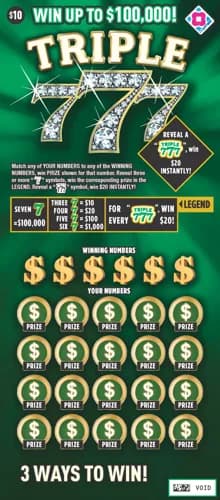Triple 777 scratch-off ticket