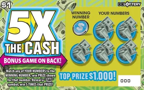 5X the Cash scratch-off ticket