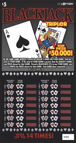 Blackjack Tripler scratch-off ticket