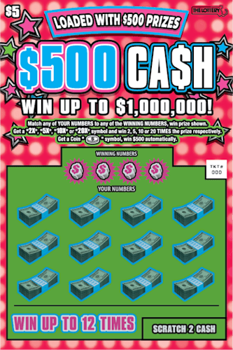 $500 CA$H scratch-off ticket
