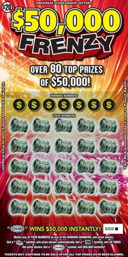 $50,000 Frenzy scratch-off ticket