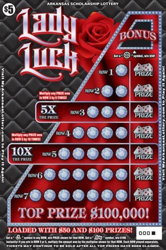 Lady Luck scratch-off ticket