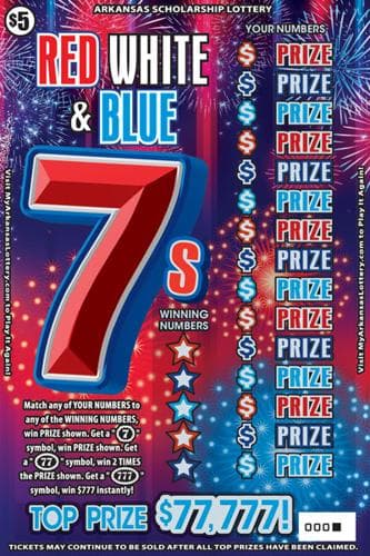 Red White and Blue 7s scratch-off ticket