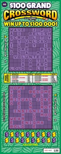 $100 Grand Crossword scratch-off ticket