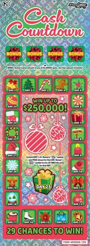 Cash Countdown scratch-off ticket