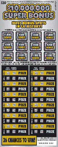 $10,000,000 Super Bonus scratch-off ticket