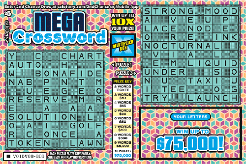 MEGA Crossword scratch-off ticket