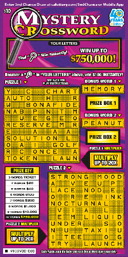 Mystery Crossword scratch-off ticket