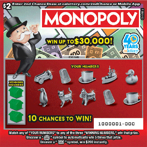 MONOPOLY scratch-off ticket