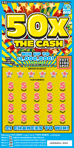 50X The Cash scratch-off ticket