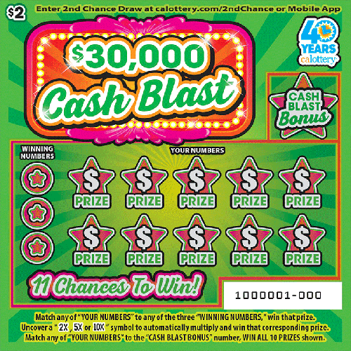 $30,000 Cash Blast scratch-off ticket
