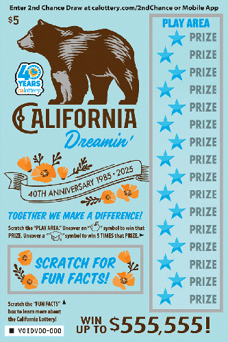 California Dreamin' scratch-off ticket