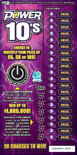 Power 10's scratch-off ticket
