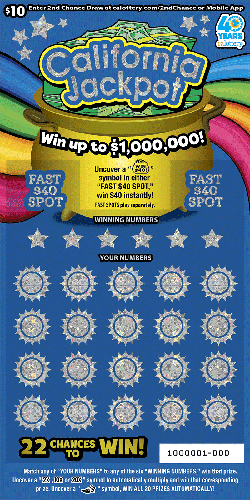 California Jackpot scratch-off ticket