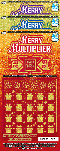 Merry Multiplier scratch-off ticket