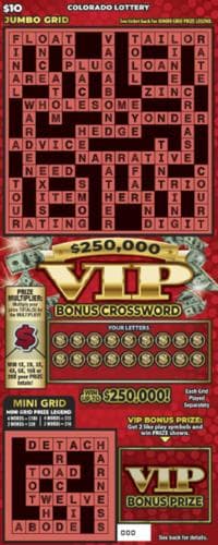 $250,000 VIP Bonus Crossword scratch-off ticket