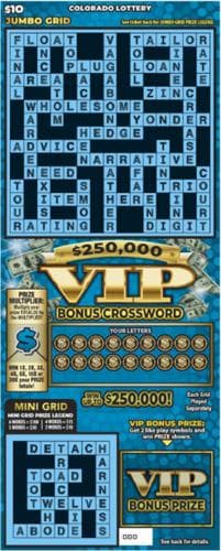 $250,000 VIP Bonus Crossword scratch-off ticket