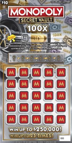 Monopoly™ Secret Vault 100X scratch-off ticket