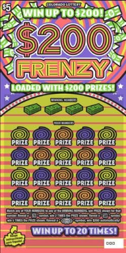 $200 Frenzy scratch-off ticket