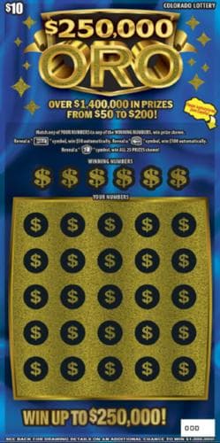 $250,000 ORO scratch-off ticket