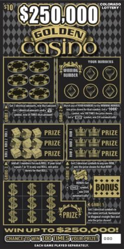 $250,000 Golden Casino scratch-off ticket