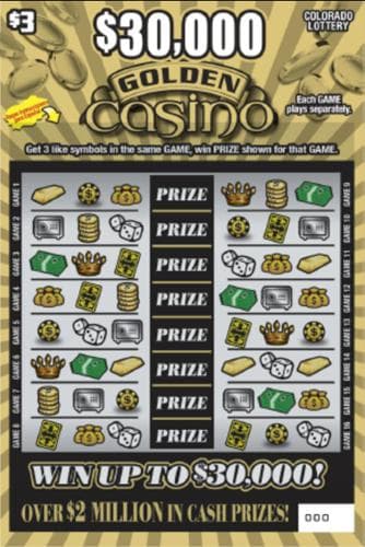$30,000 Golden Casino scratch-off ticket