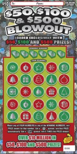 $50, $100 & $500 BLOWOUT scratch-off ticket