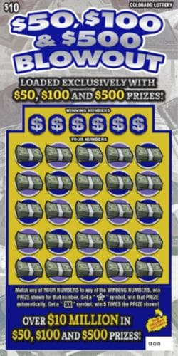 $50, $100 & $500 BLOWOUT scratch-off ticket