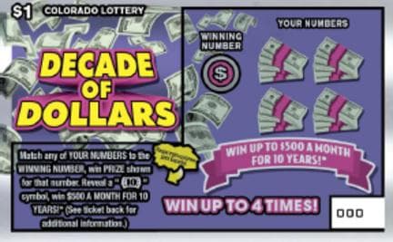 Decade of Dollars scratch-off ticket