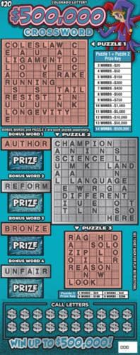$500,000 Crossword scratch-off ticket