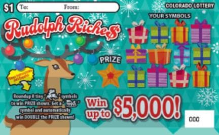Reindeer Riches scratch-off ticket