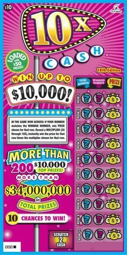 10X CASH 18TH EDITION scratch-off ticket