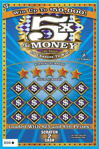 5X The Money 19th Edition scratch-off ticket