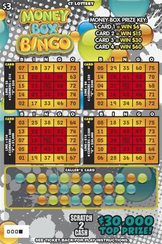 Money Box Bingo scratch-off ticket