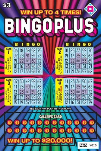 Bingo Plus scratch-off ticket