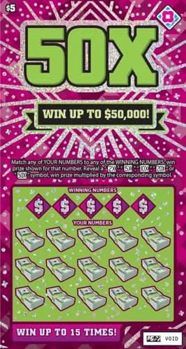 50X scratch-off ticket