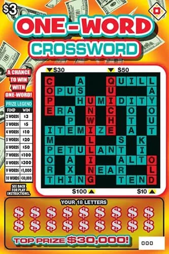 One-Word Crossword scratch-off ticket