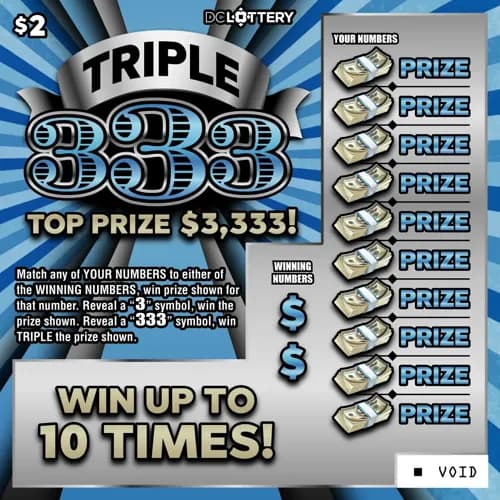 Triple 333 scratch-off ticket