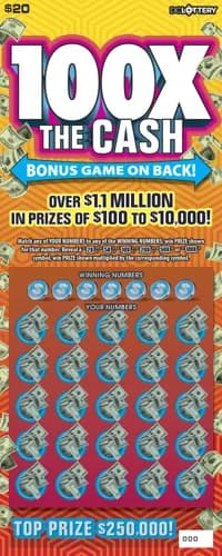 100X the Cash scratch-off ticket