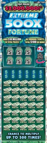 Extreme 500X Fortune scratch-off ticket