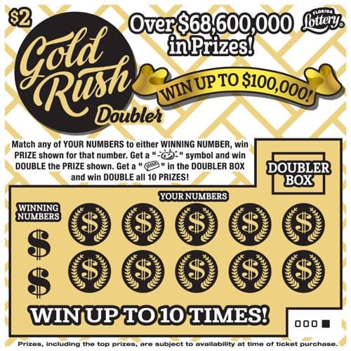 $2 GOLD RUSH DOUBLER scratch-off ticket