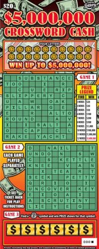 $5MM CROSSWORD CASH scratch-off ticket