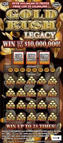 GOLD RUSH LEGACY scratch-off ticket