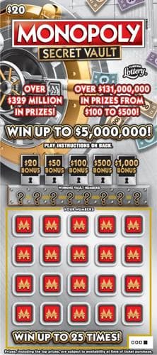 MONOPOLY™ SECRET VAULT scratch-off ticket