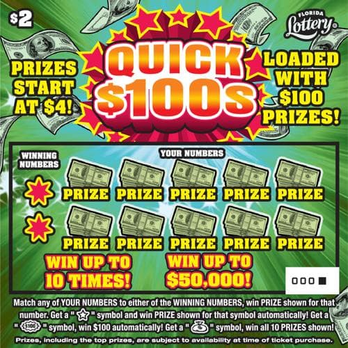 QUICK $100S scratch-off ticket