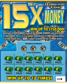 15X THE MONEY scratch-off ticket