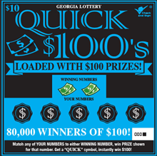 QUICK $100's scratch-off ticket