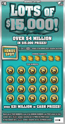 LOTS OF $15,000! scratch-off ticket