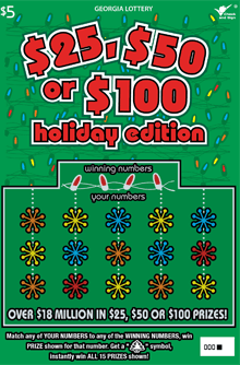 $25, $50 or $100 holiday edit scratch-off ticket