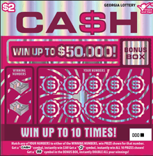 $2 CA$H scratch-off ticket